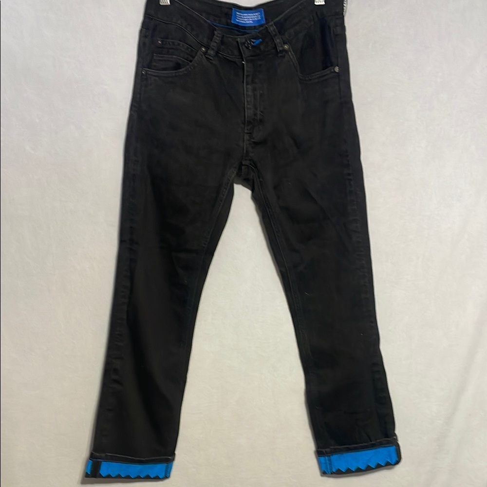 Adidas Black Slim Jeans with Blue Cuffs